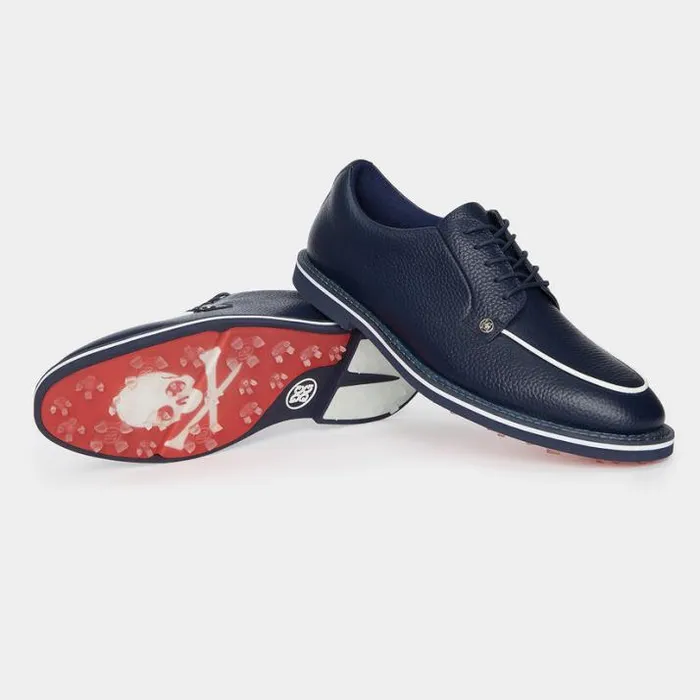 Golf Shoes Men GFORE MEN039S GALLIVANTER PEBBLE LEATHER CONTRAST MOC TOE GOLF SHOE Twilight