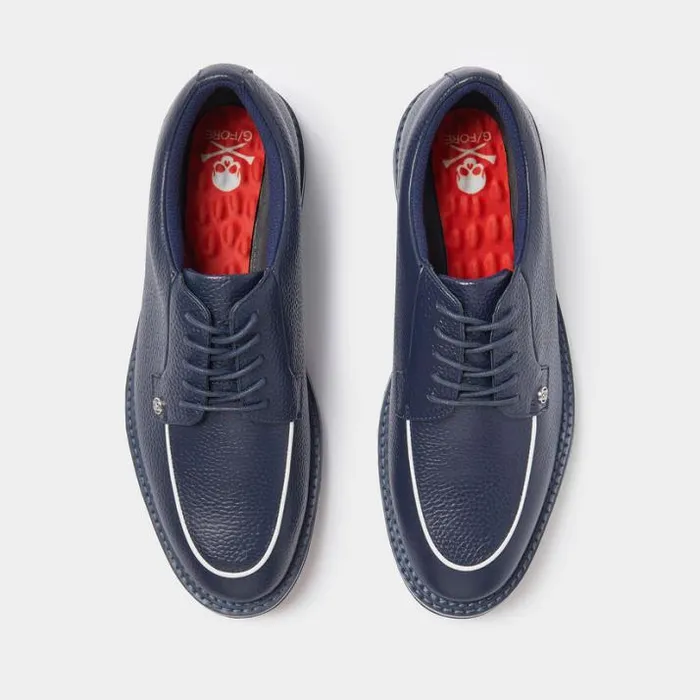 Golf Shoes Men GFORE MEN039S GALLIVANTER PEBBLE LEATHER CONTRAST MOC TOE GOLF SHOE Twilight
