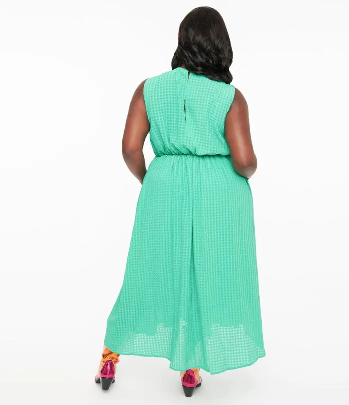 Green Seersucker Midi Dress Dresses Unique Vintage Pocket Dresses