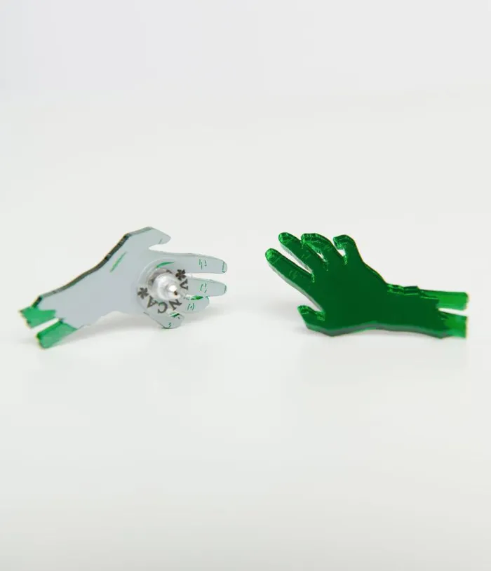 Green Zombie Hand Earrings AccessoriesHalloween Unique Vintage Accessories
