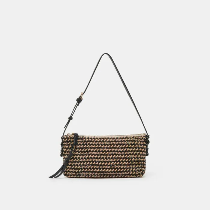 Handbags Shop Dolce Vita Andrea Shoulder Bag Black Natural Woven Black Natural Woven