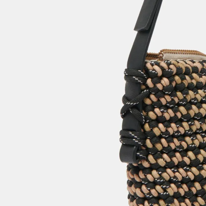 Handbags Shop Dolce Vita Andrea Shoulder Bag Black Natural Woven Black Natural Woven