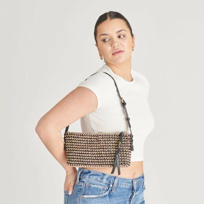 Handbags Shop Dolce Vita Andrea Shoulder Bag Black Natural Woven Black Natural Woven