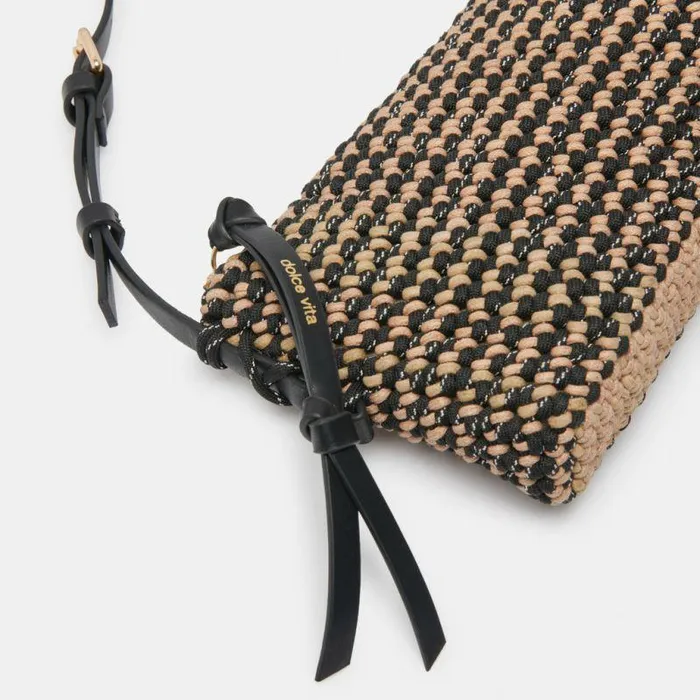 Handbags Shop Dolce Vita Andrea Shoulder Bag Black Natural Woven Black Natural Woven
