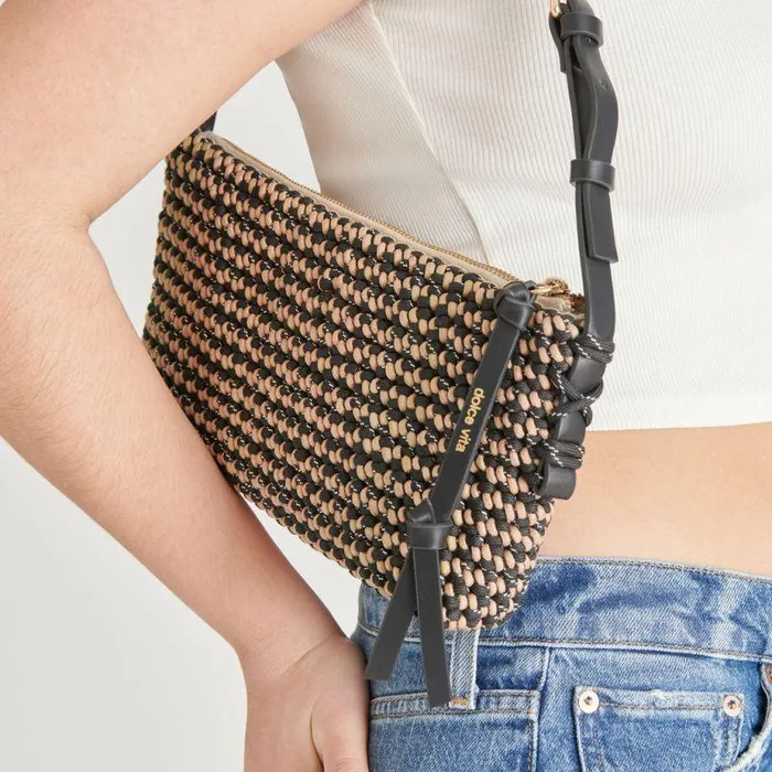 Handbags Shop Dolce Vita Andrea Shoulder Bag Black Natural Woven Black Natural Woven