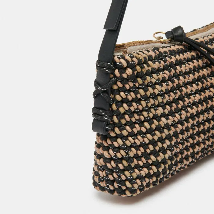 Handbags Shop Dolce Vita Andrea Shoulder Bag Black Natural Woven Black Natural Woven