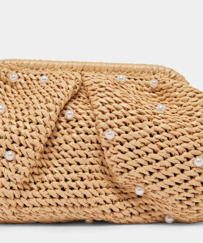 Handbags Shop Dolce Vita Crissy Clutch Bag Natural Pearl Raffia Natural Clutch Purse Natural Pearl Raffia