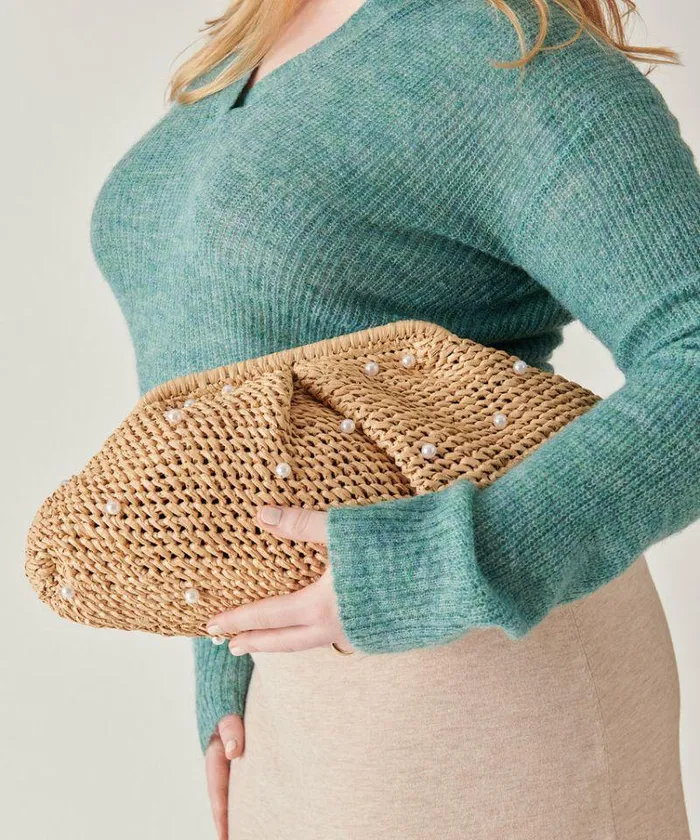 Handbags Shop Dolce Vita Crissy Clutch Bag Natural Pearl Raffia Natural Clutch Purse Natural Pearl Raffia