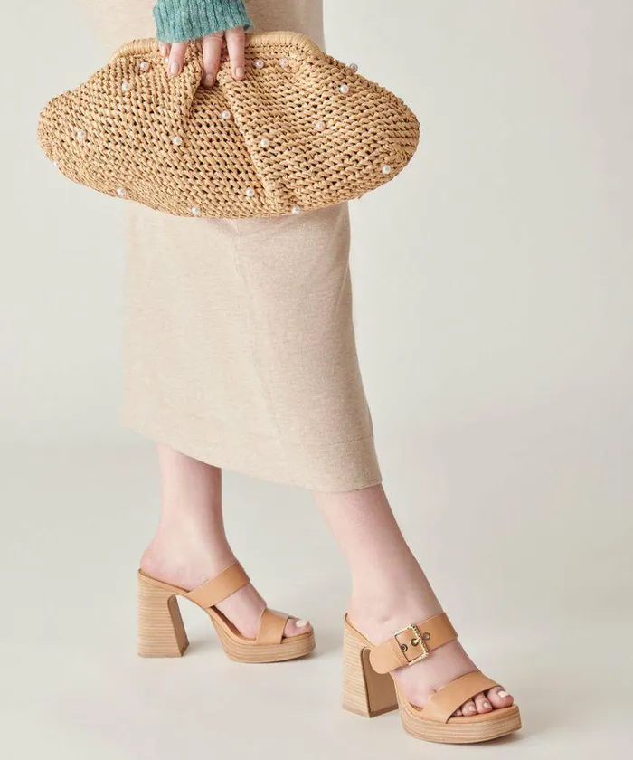 Handbags Shop Dolce Vita Crissy Clutch Bag Natural Pearl Raffia Natural Clutch Purse Natural Pearl Raffia