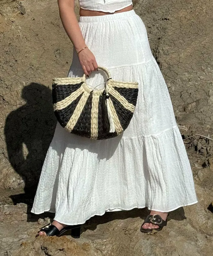 Handbags Shop Dolce Vita Estelle Handbag Black Raffia Black Raffia