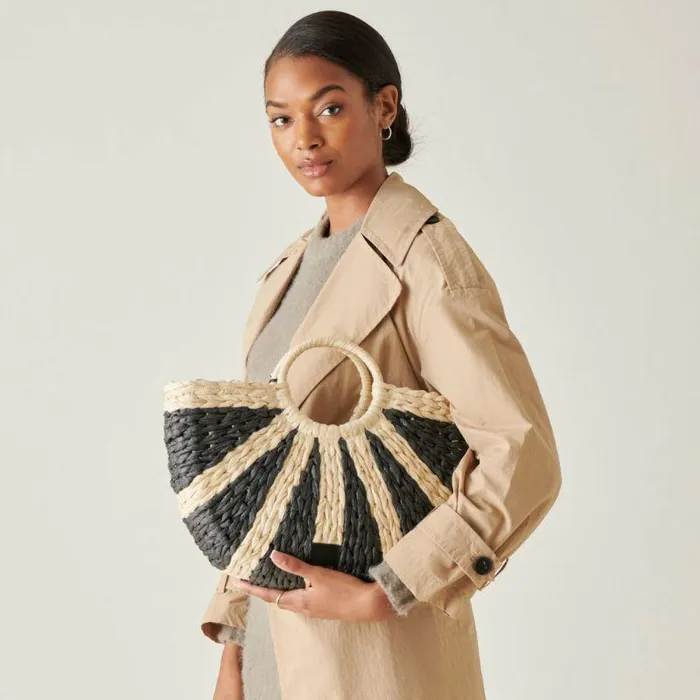 Handbags Shop Dolce Vita Estelle Handbag Black Raffia Black Raffia
