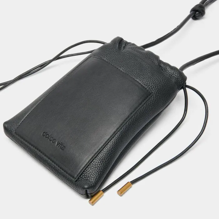 Handbags Shop Dolce Vita Evie Crossbody Pouch Black Pebble Leather Leather Crossbody Pouch Black Pebble Leather
