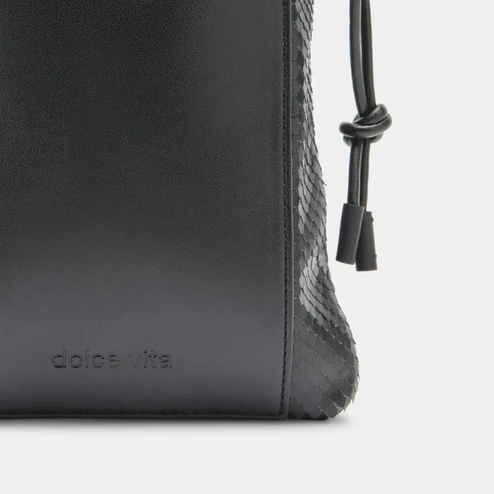 Handbags Shop Dolce Vita Evie Crossbody Pouch Black Snake Leather Black Leather Pouch Black Snake Leather