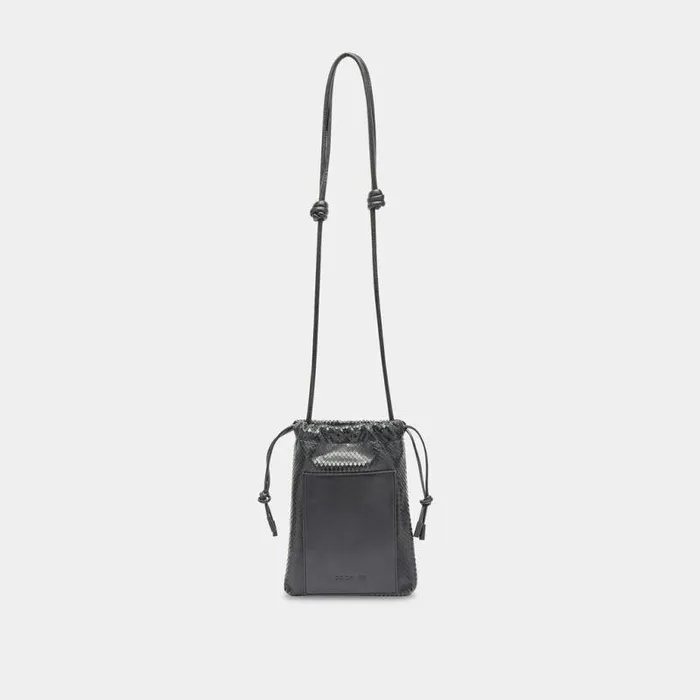 Handbags Shop Dolce Vita Evie Crossbody Pouch Black Snake Leather Black Leather Pouch Black Snake Leather