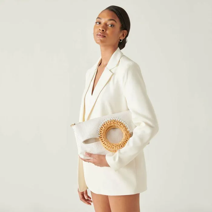 Handbags Shop Dolce Vita Lilah Clutch White Embossed Faux Leather White Leather Clutch White Embossed Faux Leather