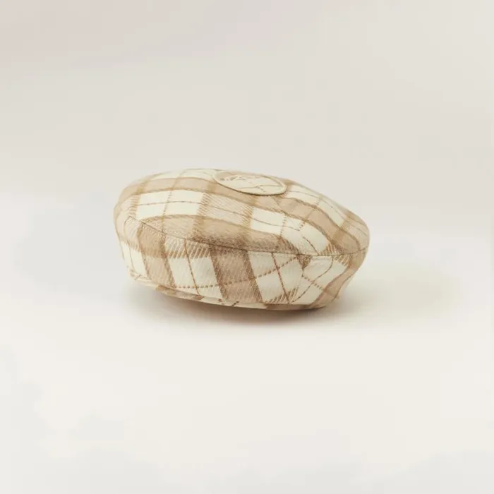 Hats Beanies and Berets Helen Kaminski Pearson Cream Check
