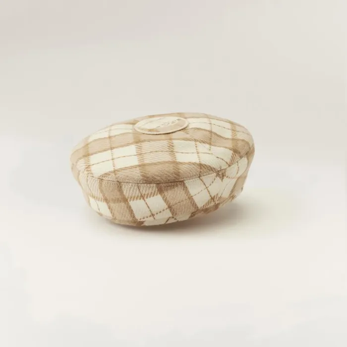 Hats Beanies and Berets Helen Kaminski Pearson Cream Check
