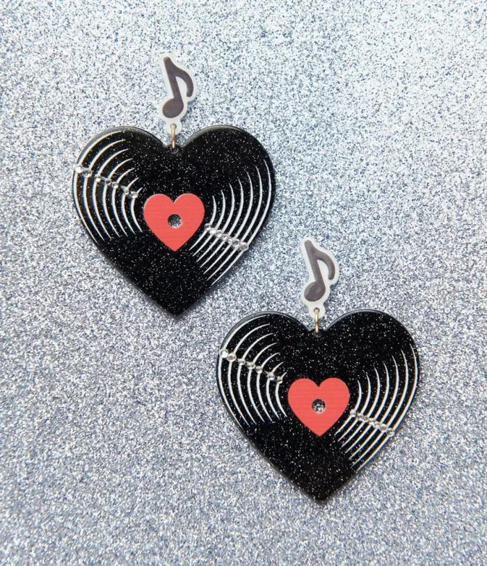 Heart Vinyl Record Earrings Accessories Unique Vintage Earrings