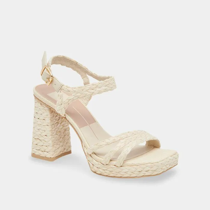 Heels Shop Dolce Vita Alysia Platform Heels Ivory Raffia Ivory Block Heel Sandals Ivory Raffia