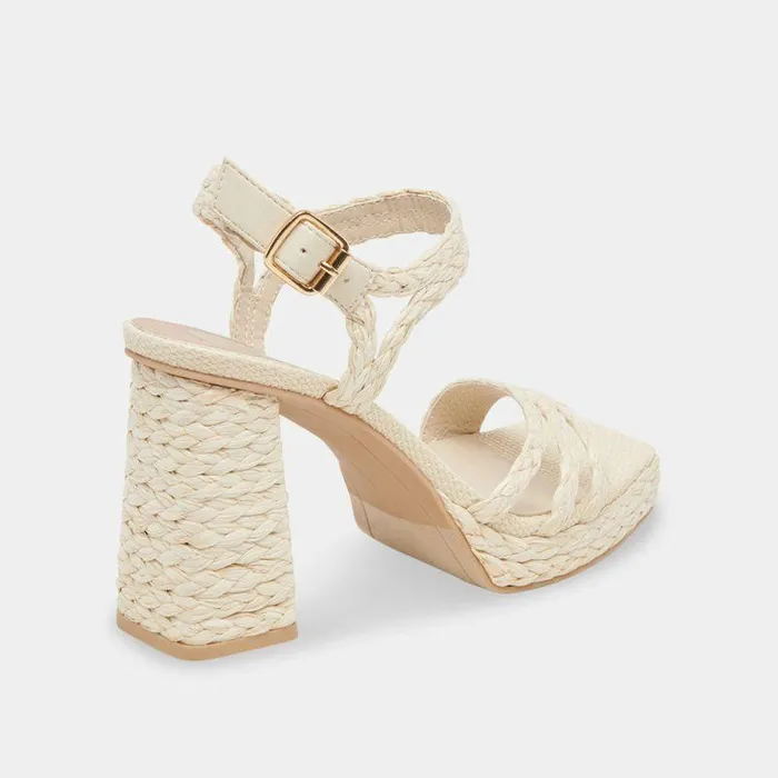 Heels Shop Dolce Vita Alysia Platform Heels Ivory Raffia Ivory Block Heel Sandals Ivory Raffia
