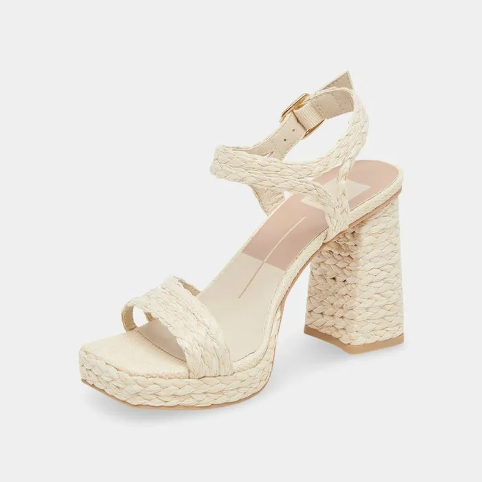 Heels Shop Dolce Vita Alysia Platform Heels Ivory Raffia Ivory Block Heel Sandals Ivory Raffia
