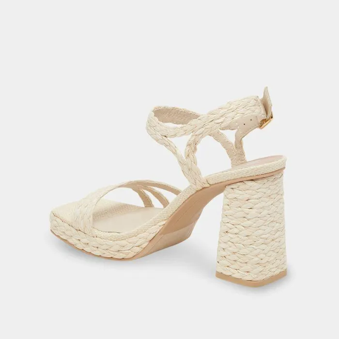 Heels Shop Dolce Vita Alysia Platform Heels Ivory Raffia Ivory Block Heel Sandals Ivory Raffia