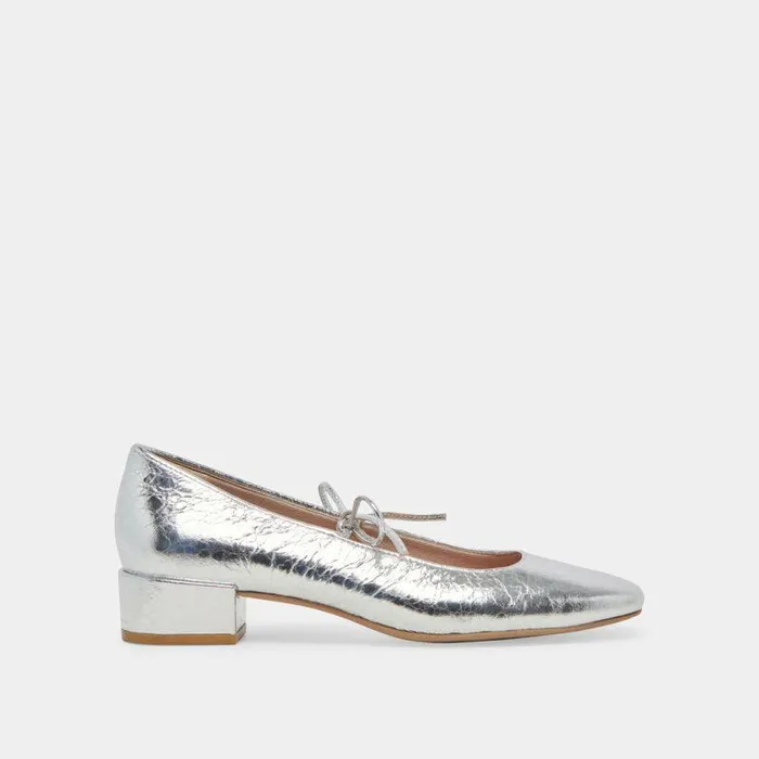 Heels Shop Dolce Vita Ardien Heels Silver Crinkle Patent Silver Crinkle Patent