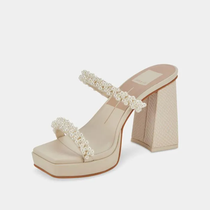 Heels Shop Dolce Vita Ariele Platform Heels Vanilla Pearls Block Heeled Sandals Vanilla Pearls