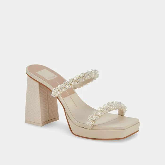 Heels Shop Dolce Vita Ariele Platform Heels Vanilla Pearls Block Heeled Sandals Vanilla Pearls