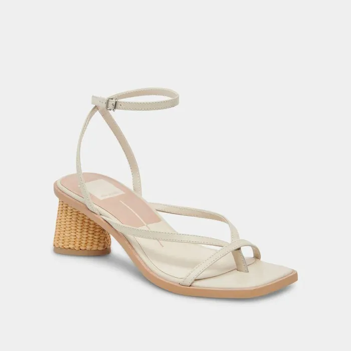 Heels Shop Dolce Vita Banita Wide Sandals Ivory Leather Leather Heels Ivory Leather