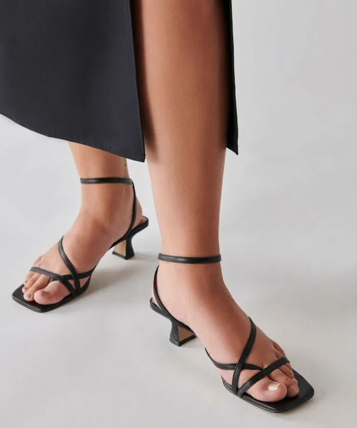 Heels Shop Dolce Vita Baylor Heels Black Leather Black Leather Heeled Sandals Black Leather