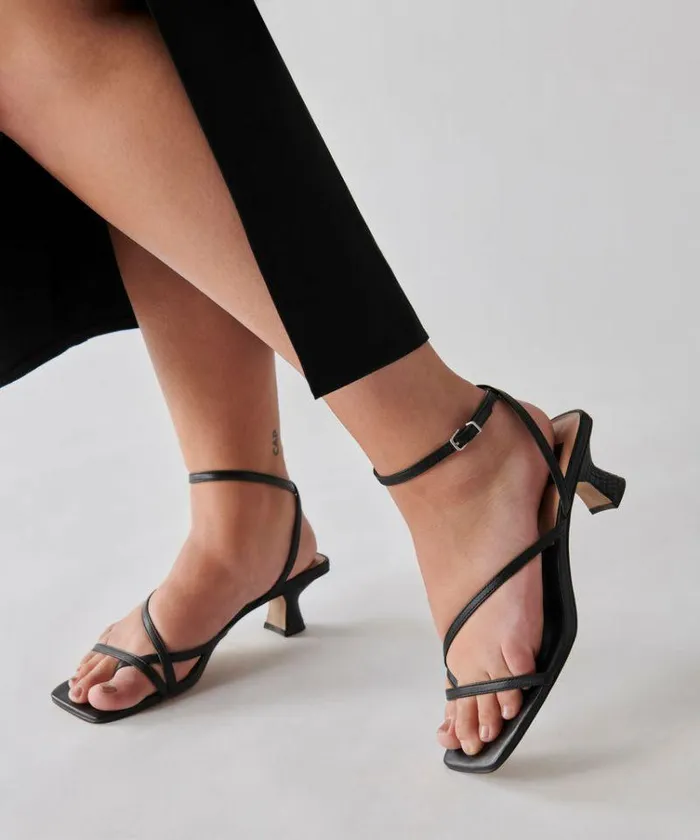 Heels Shop Dolce Vita Baylor Heels Black Leather Black Leather Heeled Sandals Black Leather