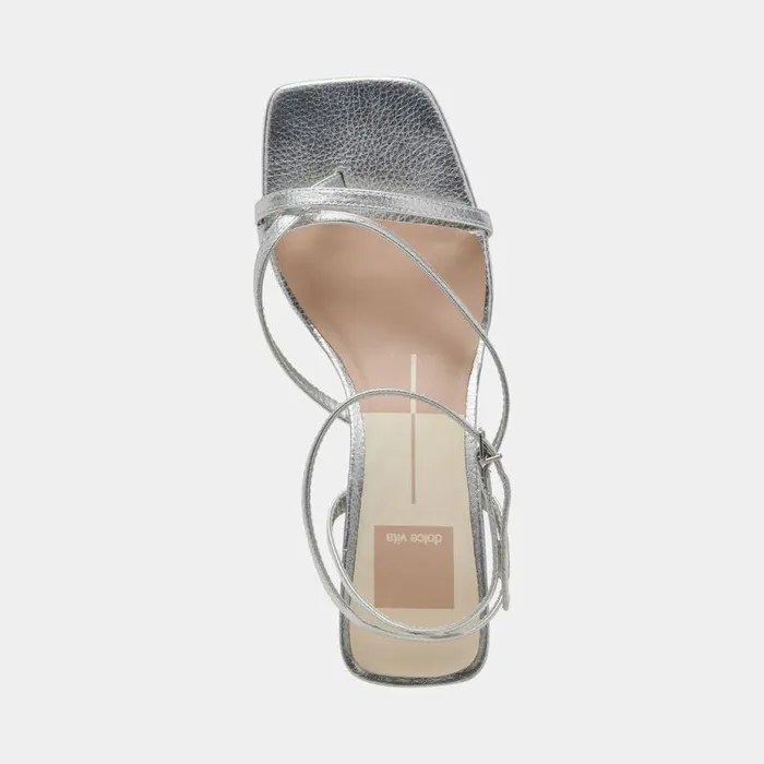 Heels Shop Dolce Vita Baylor Heels Silver Metallic Leather Silver Leather Heels Silver Metallic Leather