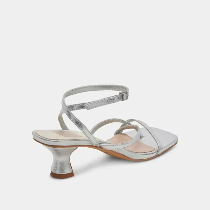 Heels Shop Dolce Vita Baylor Heels Silver Metallic Leather Silver Leather Heels Silver Metallic Leather