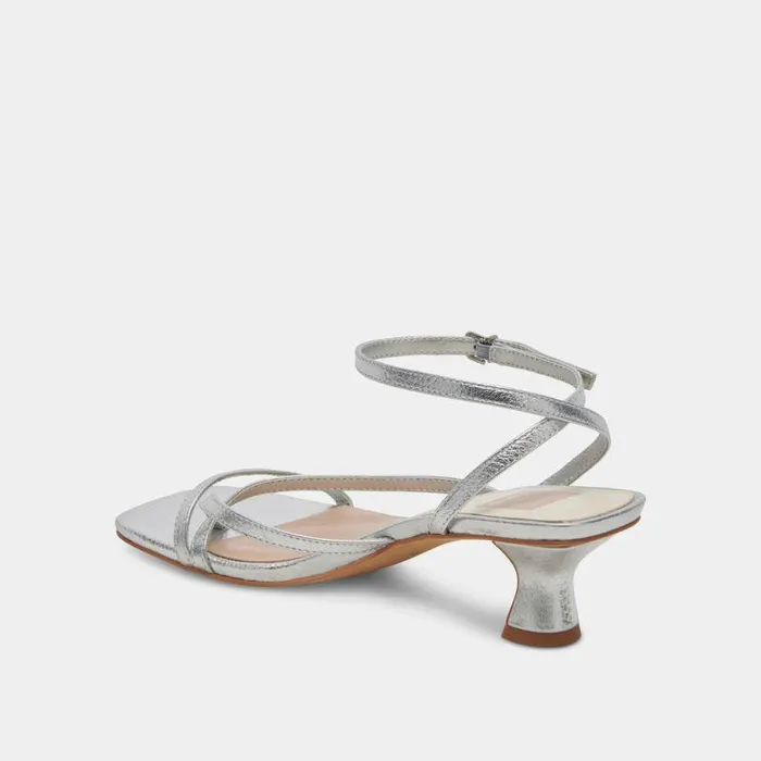 Heels Shop Dolce Vita Baylor Heels Silver Metallic Leather Silver Leather Heels Silver Metallic Leather