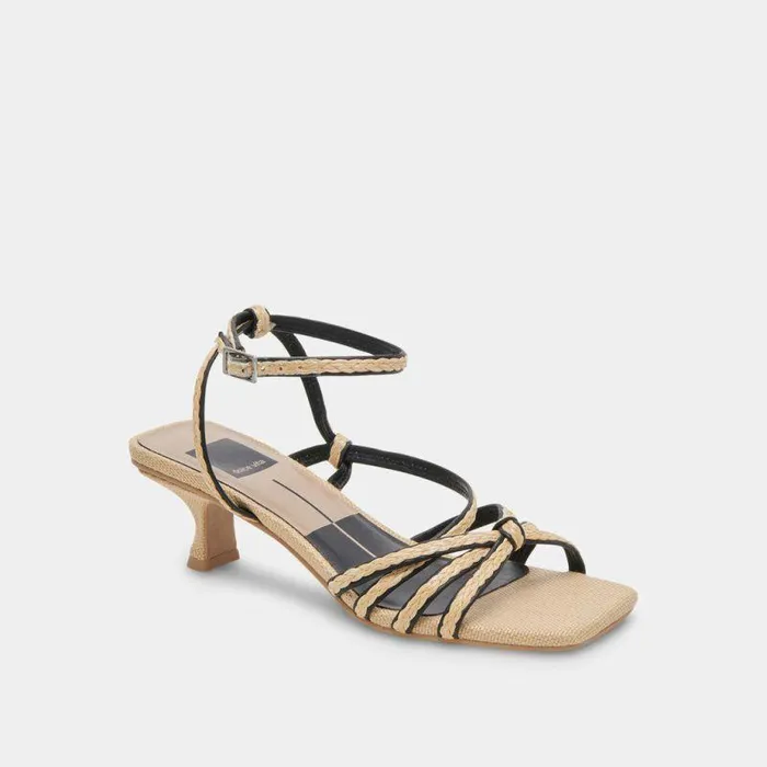 Heels Shop Dolce Vita Bev Braid Wide Heels Black Natural Jute Black Natural Jute