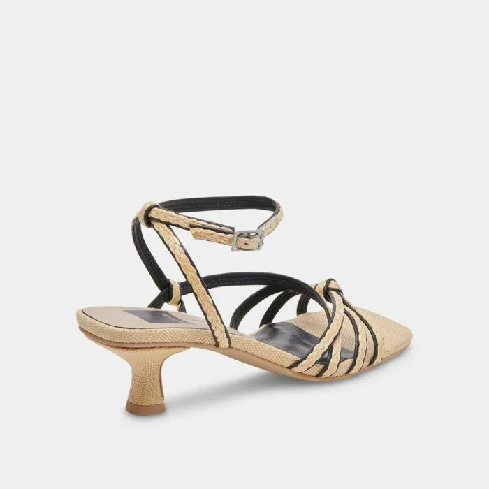 Heels Shop Dolce Vita Bev Braid Wide Heels Black Natural Jute Black Natural Jute