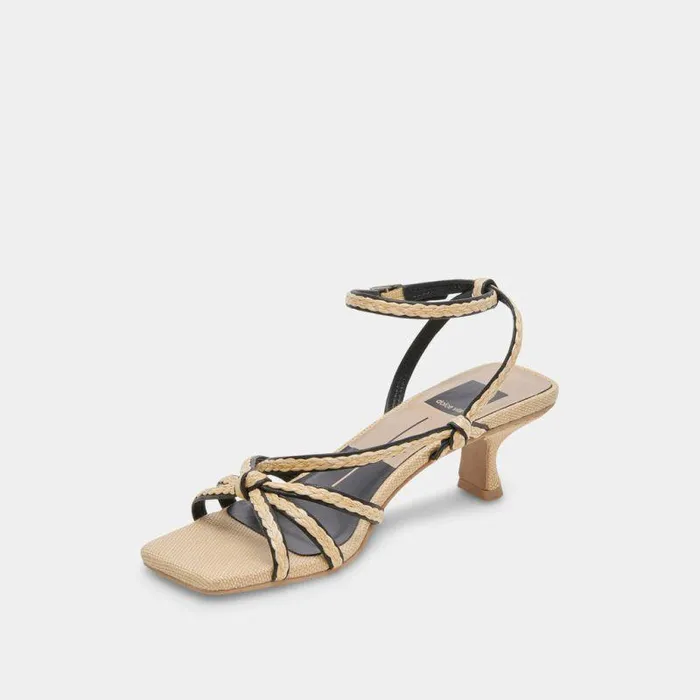 Heels Shop Dolce Vita Bev Braid Wide Heels Black Natural Jute Black Natural Jute