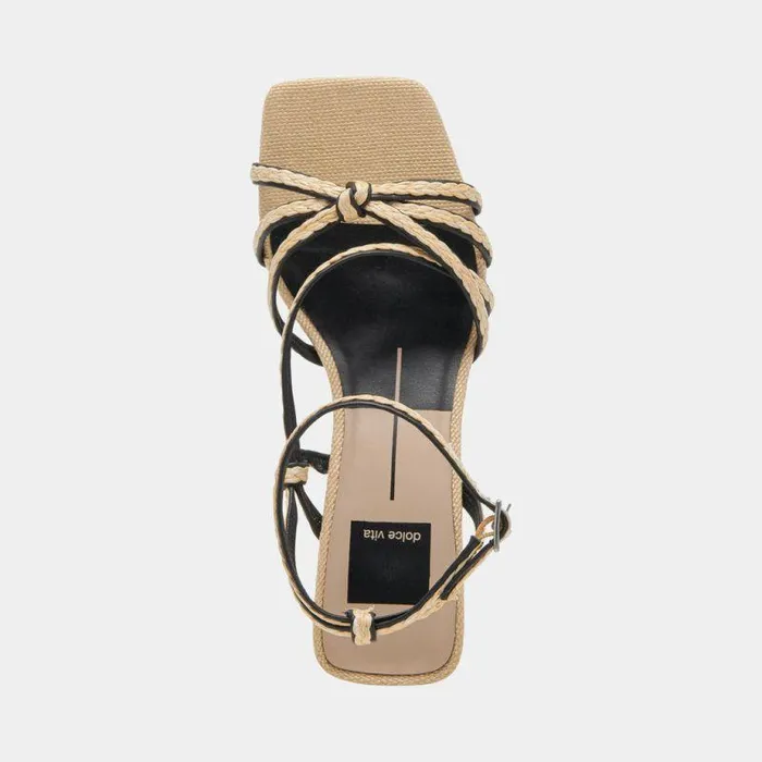 Heels Shop Dolce Vita Bev Braid Wide Heels Black Natural Jute Black Natural Jute