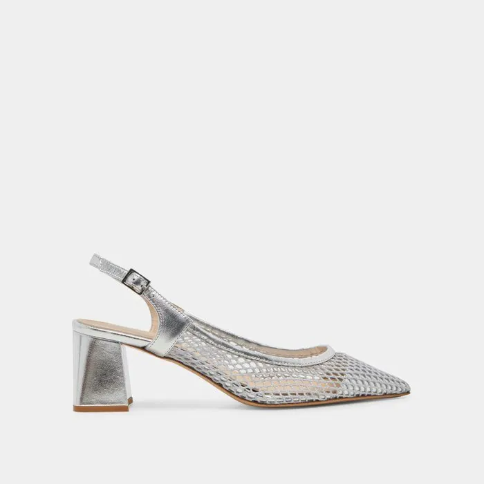 Heels Shop Dolce Vita Blondi Heels Silver Mesh Silver Mesh