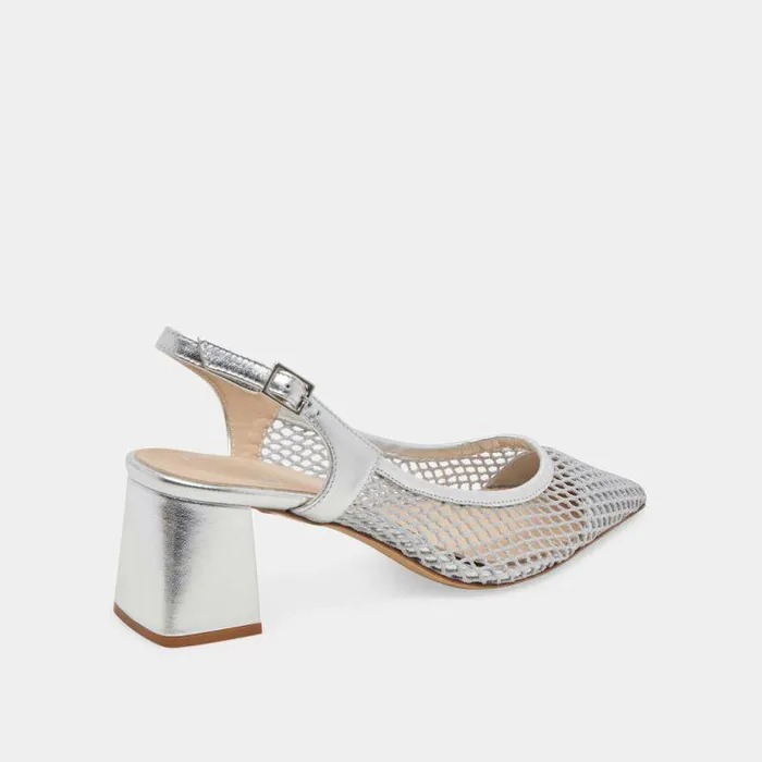 Heels Shop Dolce Vita Blondi Heels Silver Mesh Silver Mesh