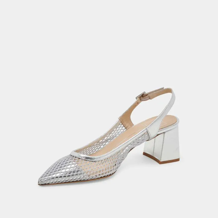 Heels Shop Dolce Vita Blondi Heels Silver Mesh Silver Mesh