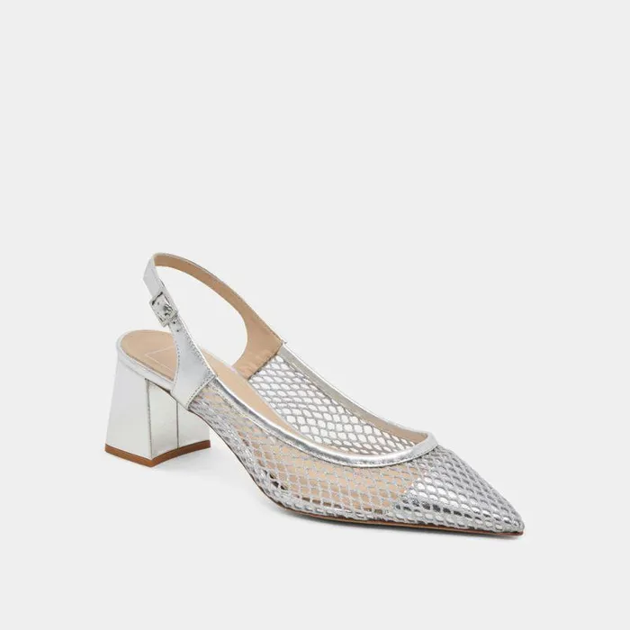 Heels Shop Dolce Vita Blondi Heels Silver Mesh Silver Mesh