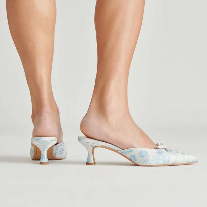 Heels Shop Dolce Vita Camile Heels Blue Floral Fabric Blue Floral Fabric