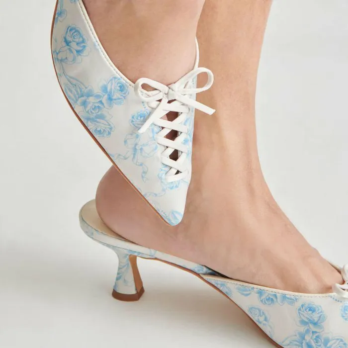 Heels Shop Dolce Vita Camile Heels Blue Floral Fabric Blue Floral Fabric