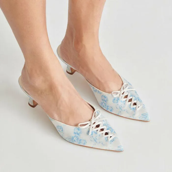 Heels Shop Dolce Vita Camile Heels Blue Floral Fabric Blue Floral Fabric