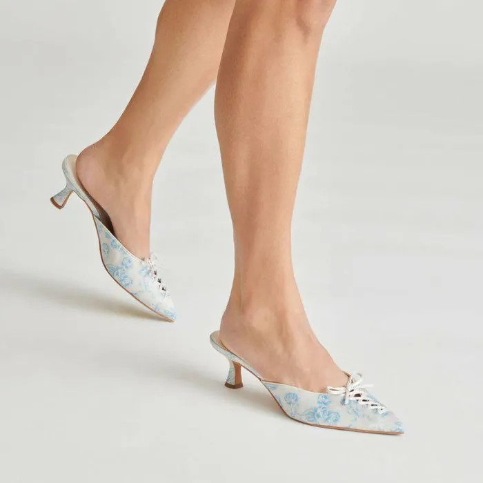 Heels Shop Dolce Vita Camile Heels Blue Floral Fabric Blue Floral Fabric