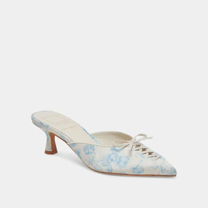 Heels Shop Dolce Vita Camile Wide Heels Blue Floral Fabric Blue Floral Fabric