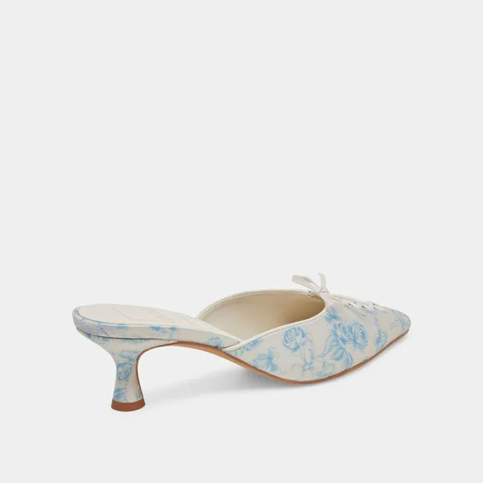 Heels Shop Dolce Vita Camile Wide Heels Blue Floral Fabric Blue Floral Fabric