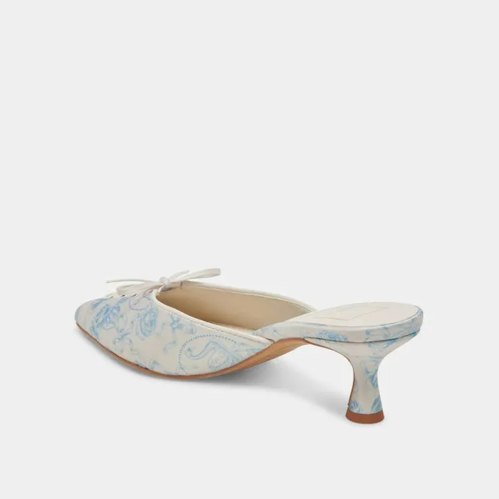 Heels Shop Dolce Vita Camile Wide Heels Blue Floral Fabric Blue Floral Fabric